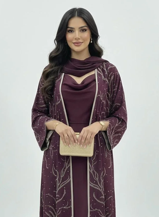 lamha abaya Layl Al-Karaz Abaya with Crystal Embellishments – Summer Crepe
